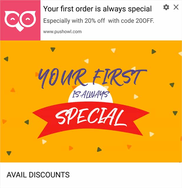 First-Purchase Discounts Notification