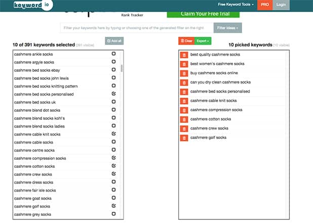 Keyword Research Keyword io